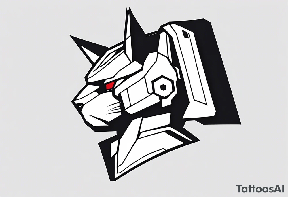 gundam cat wrist tattoo black and white minimalistic tattoo idea