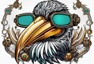 pelican wearing steampunk goggles tattoo idea