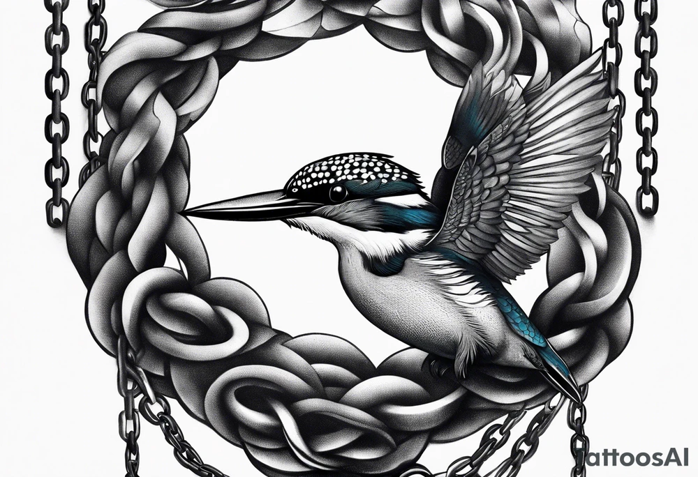 Kingfisher trapped in chains tattoo idea