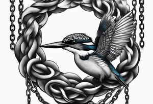 Kingfisher trapped in chains tattoo idea