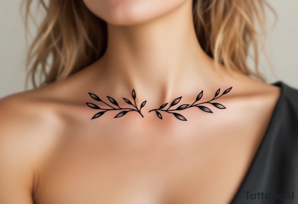 Olive branches for collarbone tattoo idea