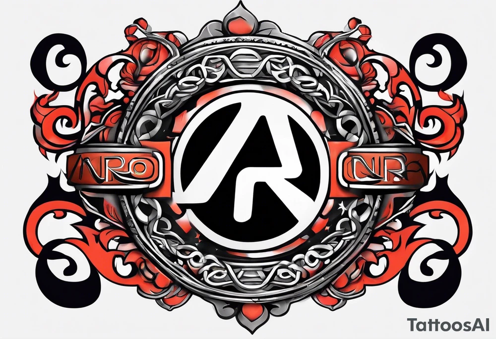 A naruto headband with the letters AR in the middle tattoo idea
