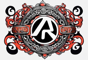 A naruto headband with the letters AR in the middle tattoo idea