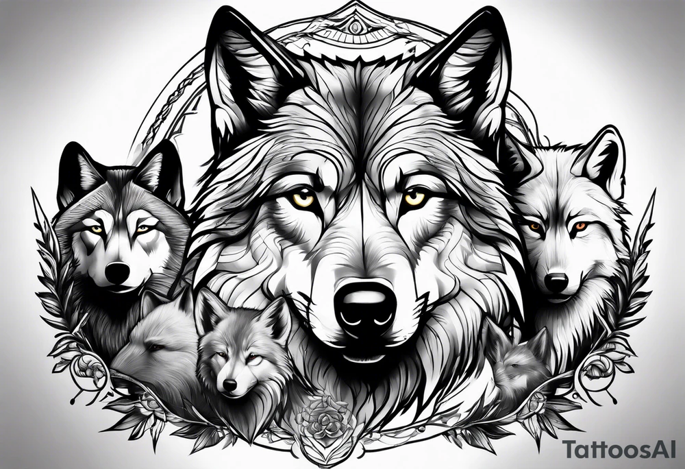 Wolfs and 4 cubs tattoo idea