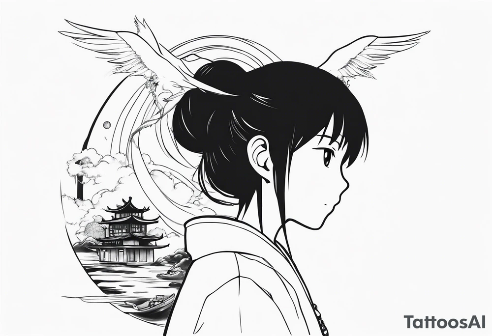 spirited away anime sleeve tattoo idea