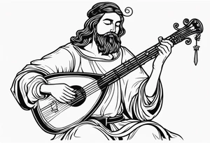 medieval man playing the lute tattoo idea