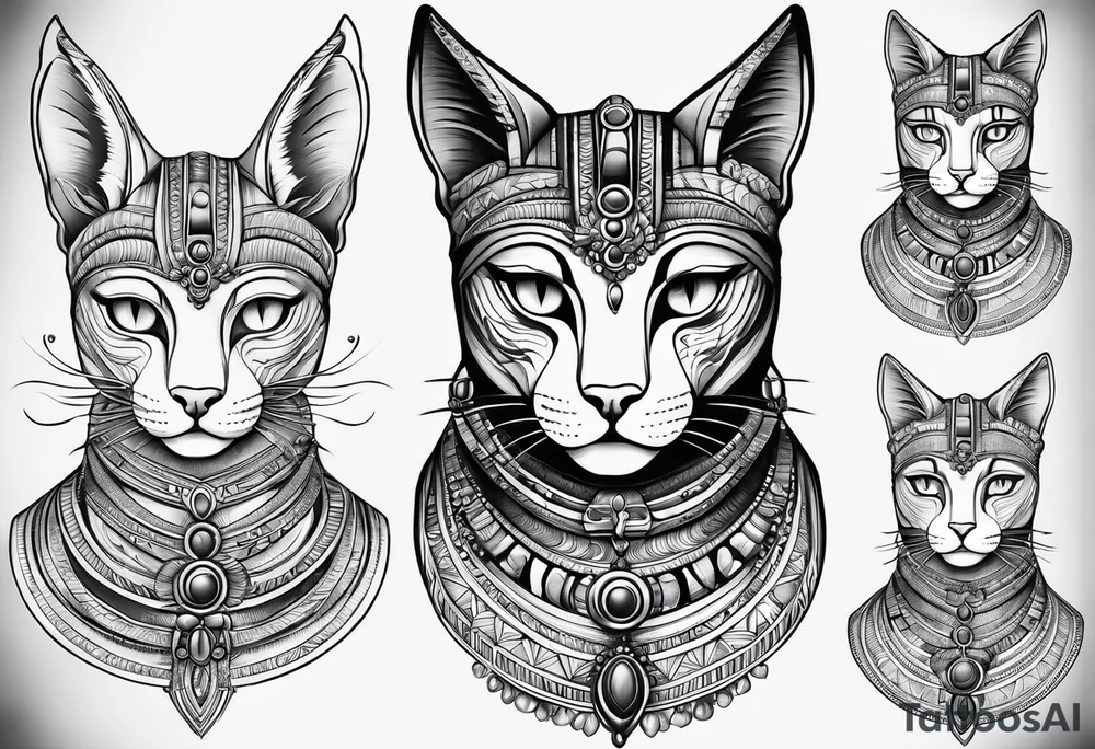 Bastet woman full figure tattoo idea