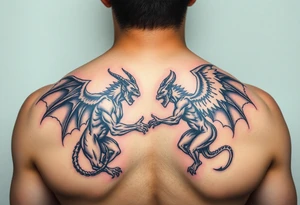 Demons and angels fighting tattoo idea