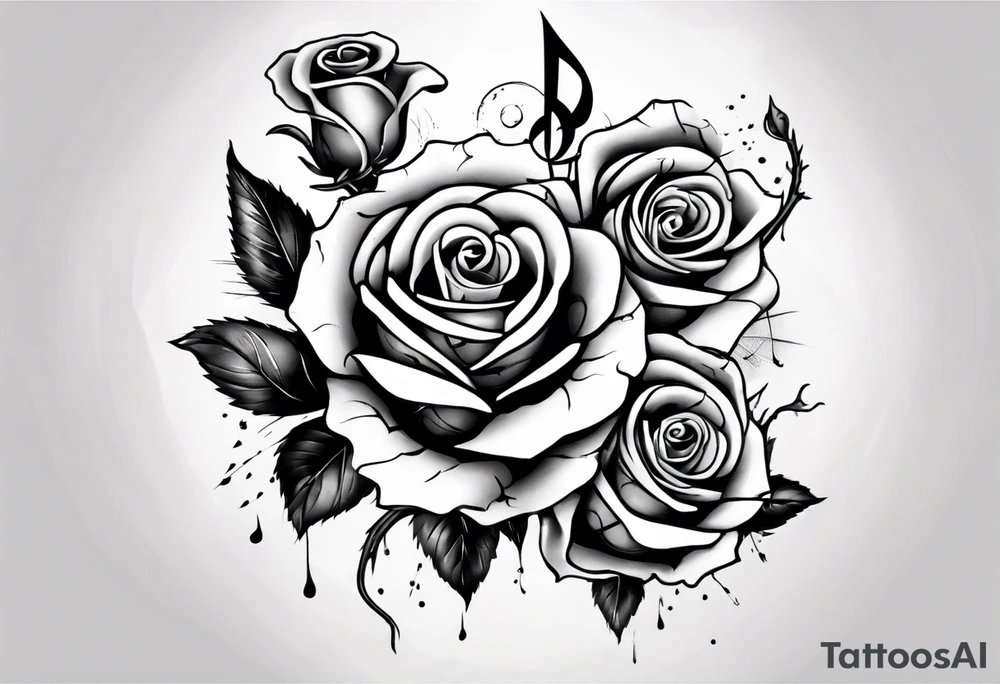 music, roses tattoo idea