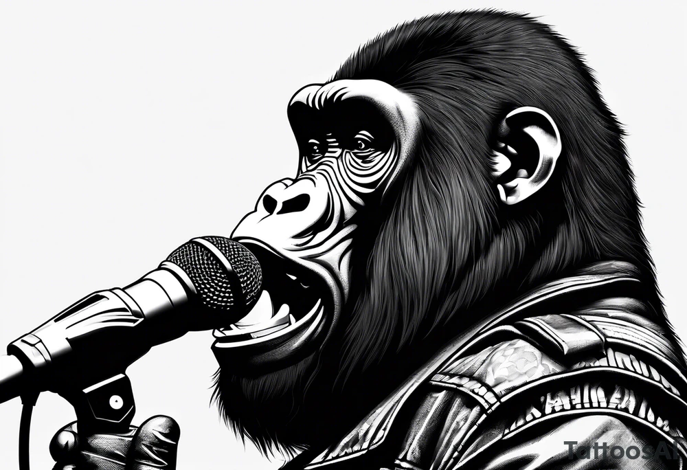 gorilla motorcycle microphone tattoo idea