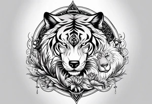 Wolf and dolphin and tiger tattoo idea