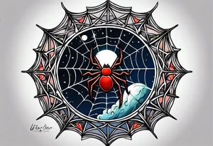 spider shooting web hangin down moon tattoo idea