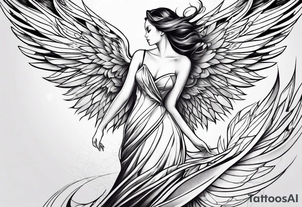 Beautiful angle with large wings tattoo idea