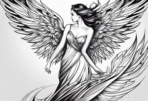 Beautiful angle with large wings tattoo idea