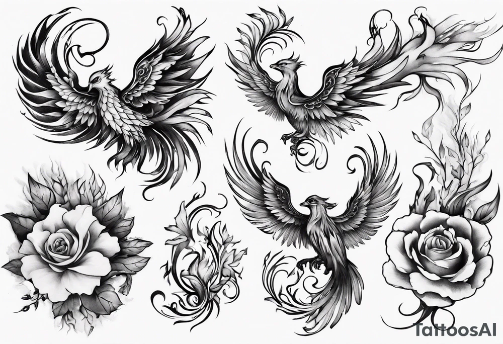 Phoenix floral dream tattoo idea