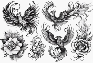 Phoenix floral dream tattoo idea