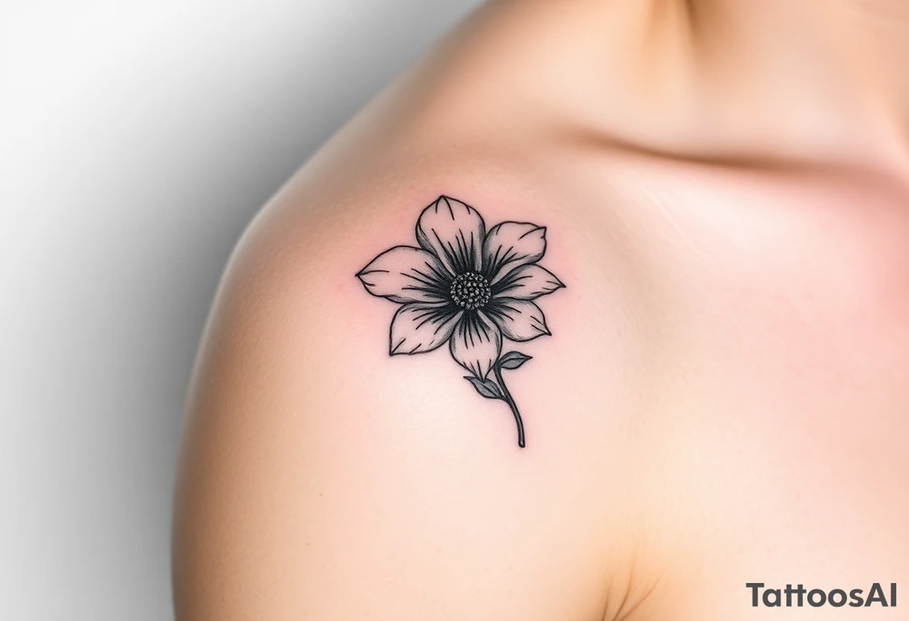 January December July birthday flower  with diamond tattoo idea