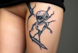 A big slash wound revealing a robotic under the skin tattoo idea