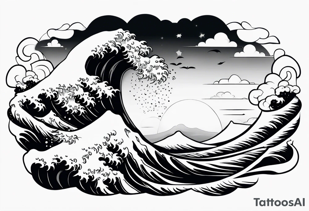 wave and cloud tattoo idea