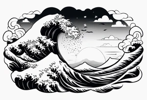 wave and cloud tattoo idea