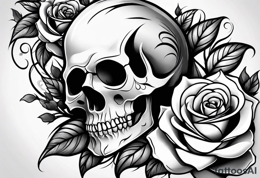 skull and roses tattoo idea