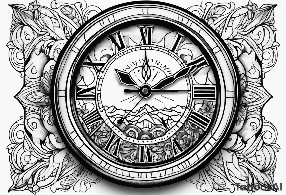 watch face with date of apr 8th tattoo idea