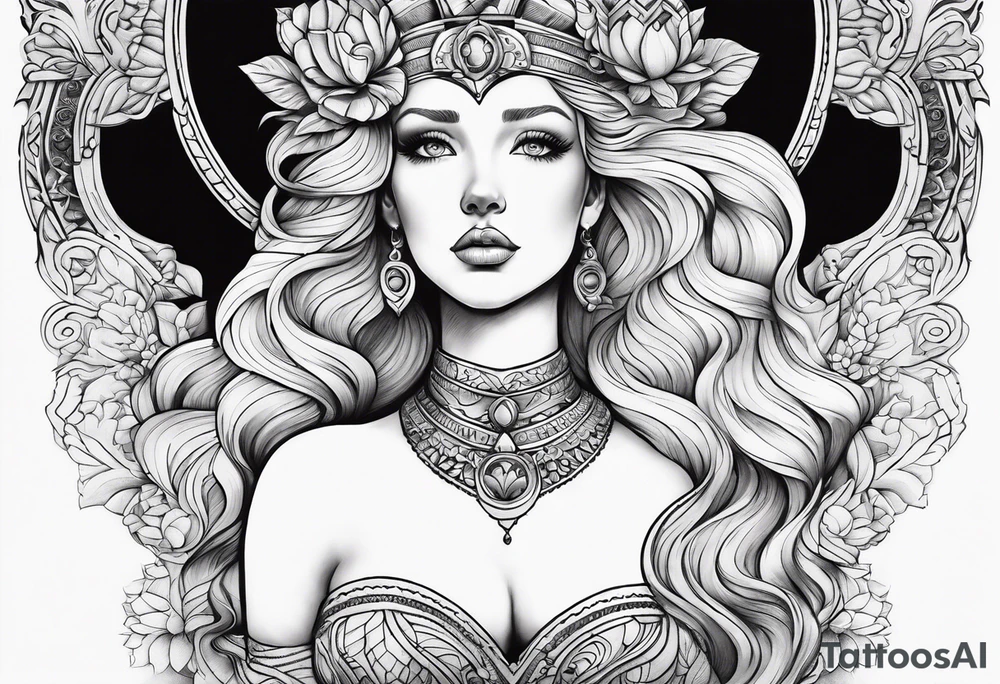 Leg sleeve of the Goddess Venus, blonde, full body tattoo idea