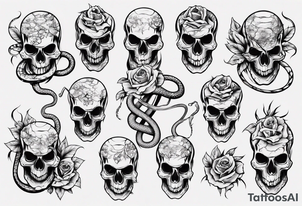 snake with skull tattoo idea