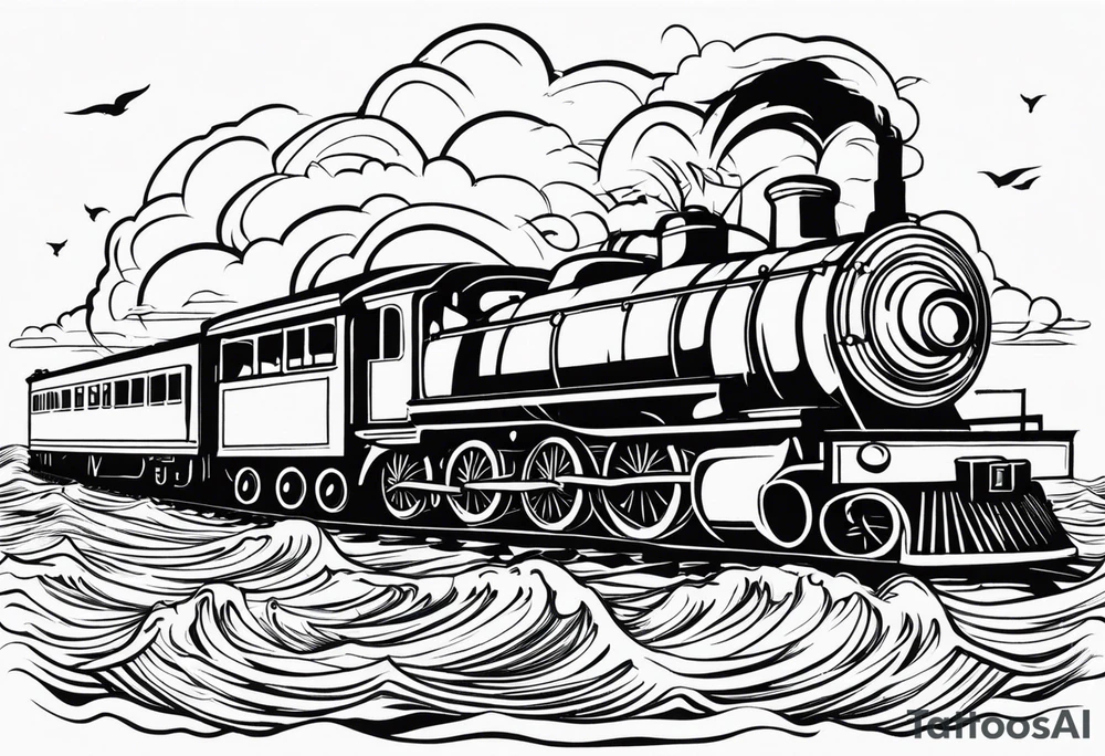 train in the sea tattoo idea
