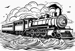 train in the sea tattoo idea
