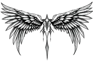 Long Angelwings straight down tattoo idea