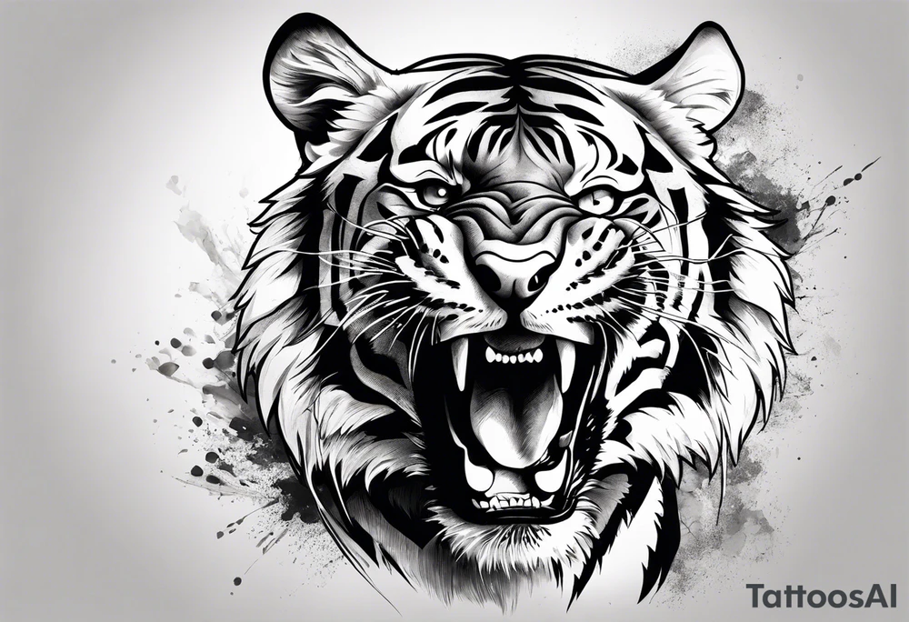 tiger striking a fierce pose tattoo idea