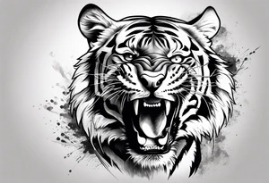 tiger striking a fierce pose tattoo idea