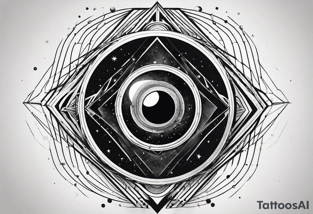 a geometric representation of a black hole tattoo idea