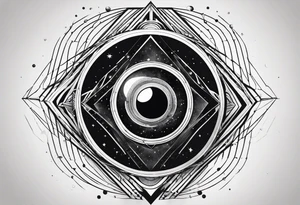 a geometric representation of a black hole tattoo idea