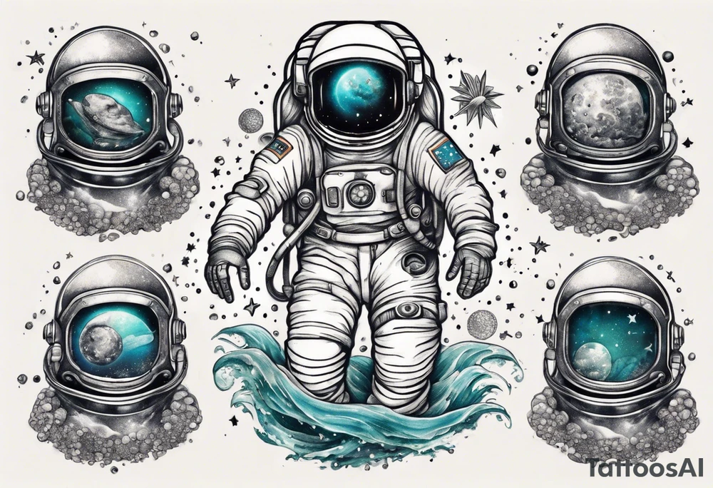 astronaut in the ocean tattoo idea