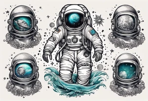 astronaut in the ocean tattoo idea