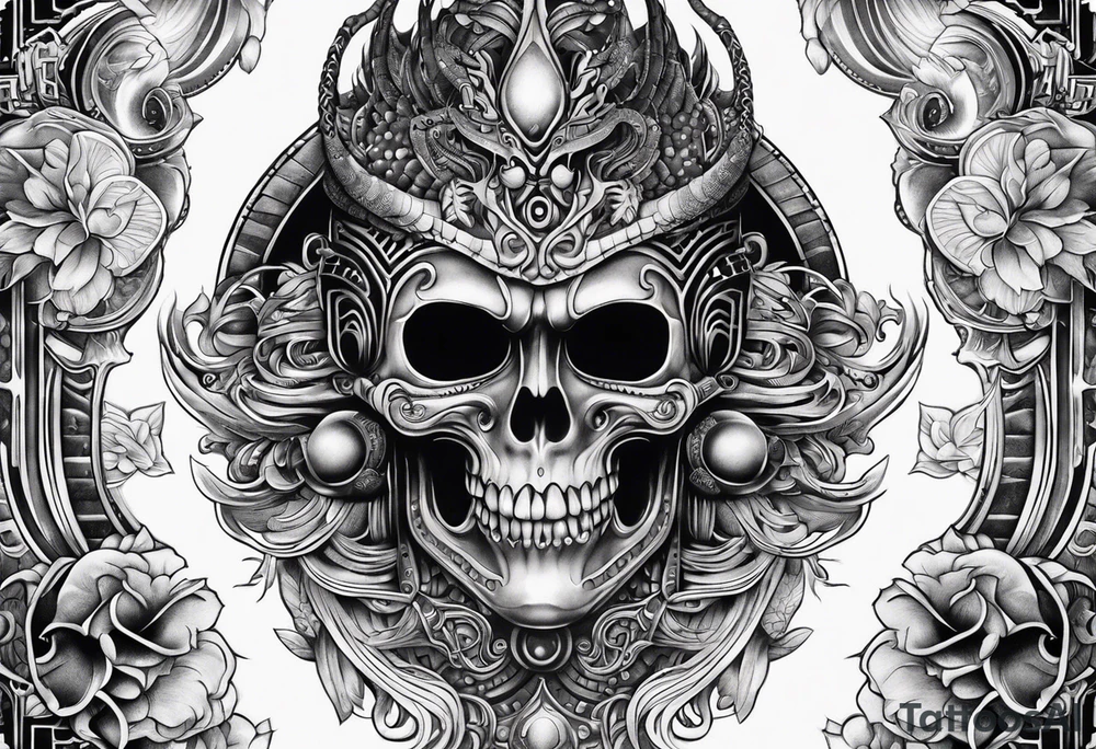 Japanese tattoo in the style of Giger tattoo idea