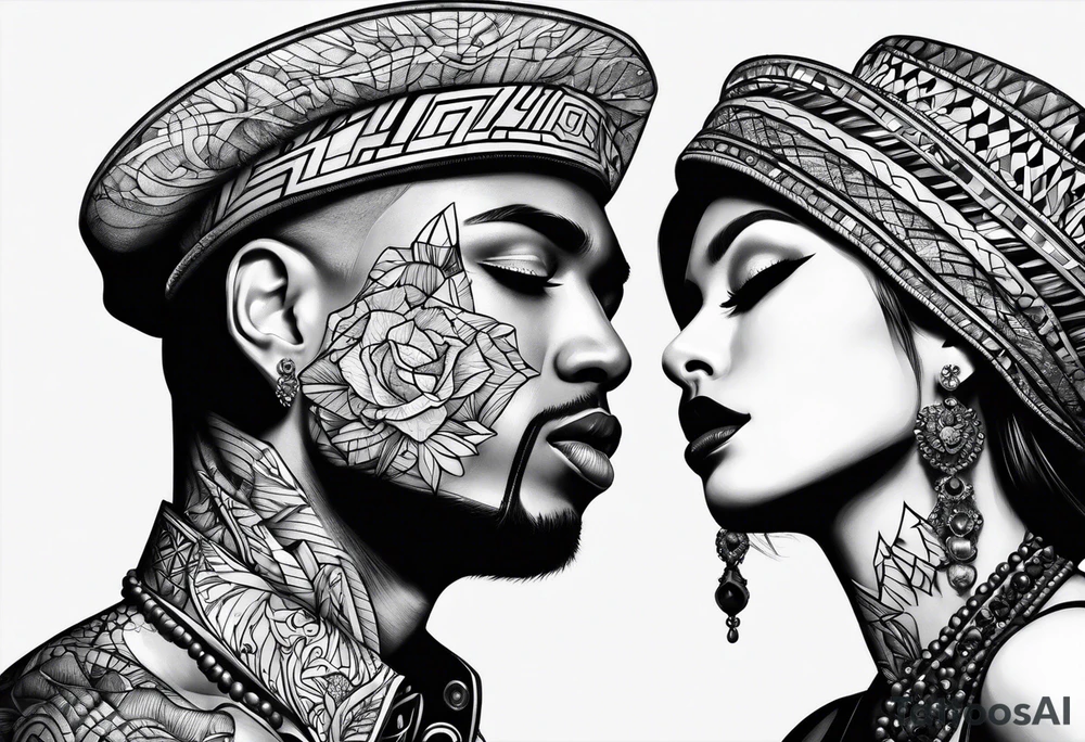 Two person kiss tattoo idea