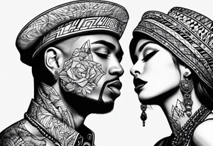 Two person kiss tattoo idea