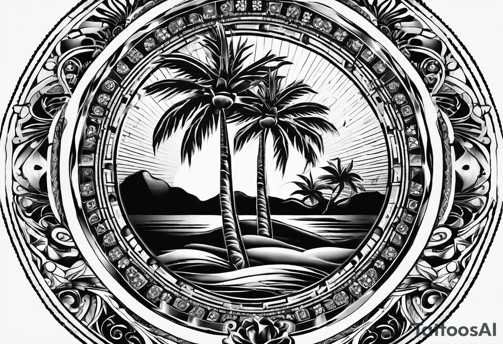 ROULETTE casino card games dice sun palm tree tattoo idea
