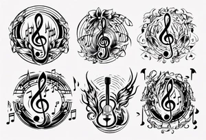 music stave hearth tattoo idea