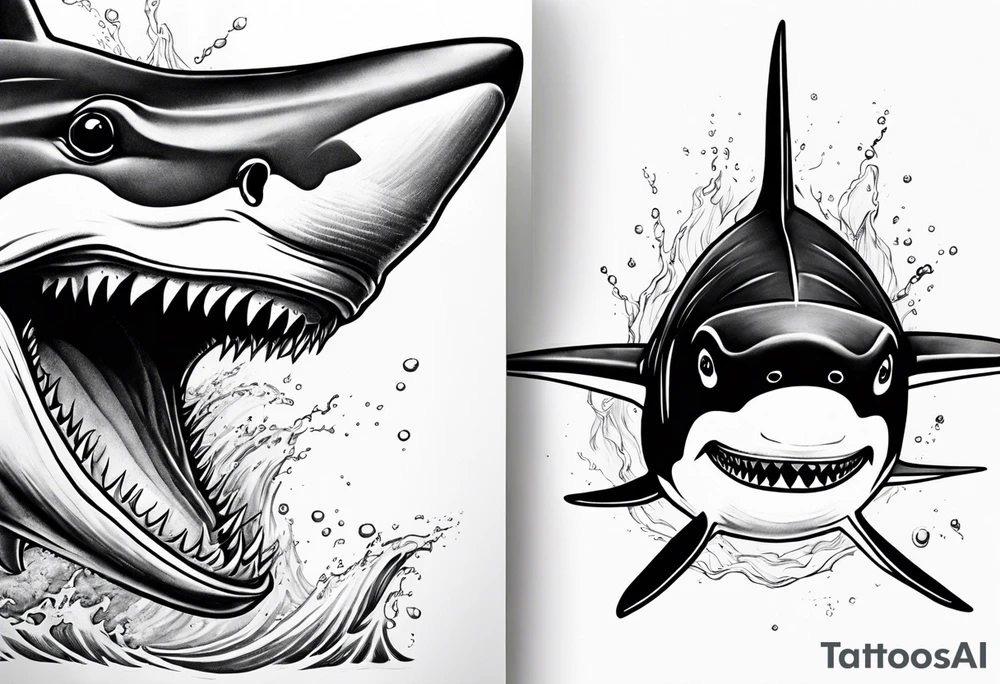 Shark and killer whale tattoo idea