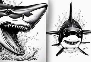 Shark and killer whale tattoo idea