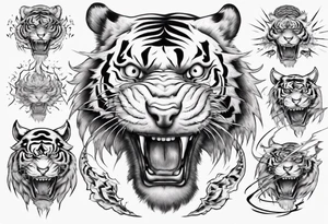 A tiger surrounded by lightning tattoo idea