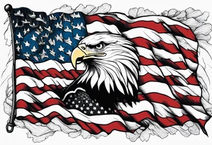 torn flag with eagles tattoo idea
