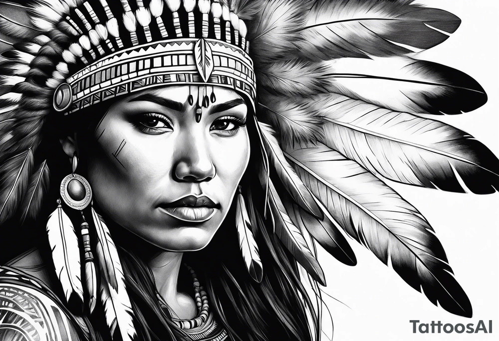 Native American woman tattoo idea