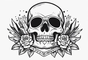 Skull, gun, bandana tattoo idea