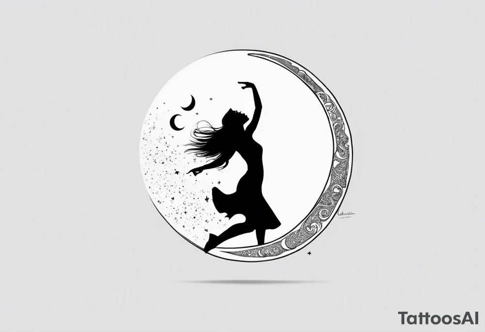 a moon with words that say dancing in the moonlight tattoo idea