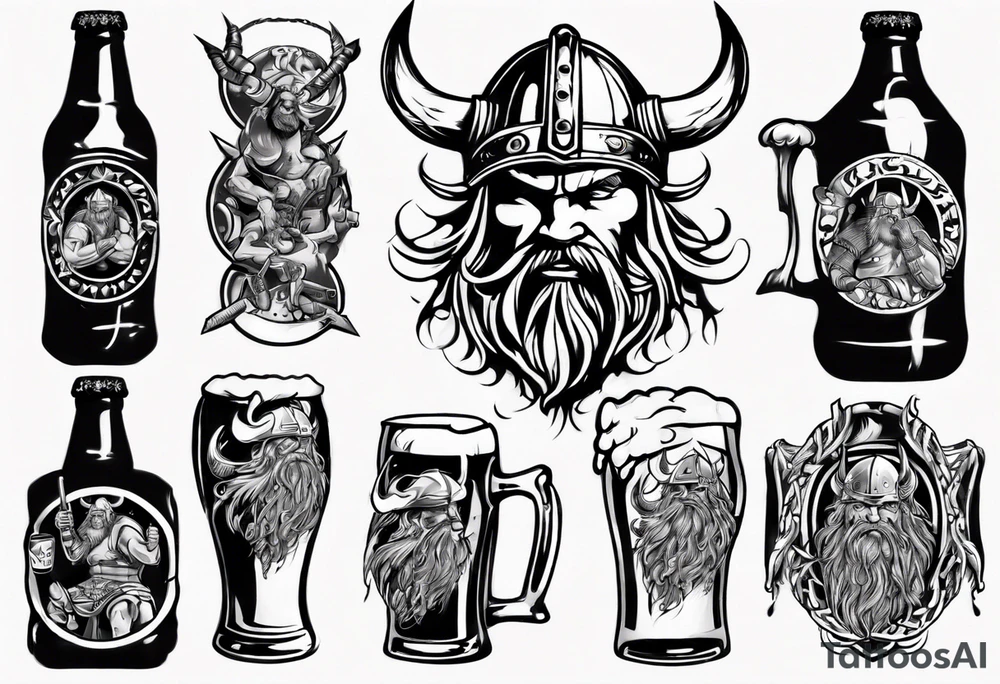 Viking drinking beer tattoo idea